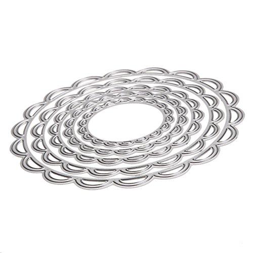 Demiawaking 5Pcs Metall Kreise Schneiden Schablonen DIY Sammelalbum Dekor Papier Karten, Metall Buchzeichen , Metall Lesezeichen als Geschenk fuer Freunde (Metall Kreise) - 6