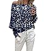 Produktbild Tianwlio Damen Lässige Langarmshirt Hoodie Pullover Weihnachten Mode Leoparden Muster Langarm aus Schulter Tops Bluse Blau S