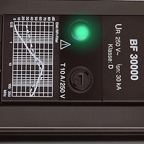 Brennenstuhl Premium-Line, Steckdosenleiste 6-fach mit Überspannungsschutz bis zu 30.000 A (3m Kabel und mit Schalter) Farbe: schwarz - 2