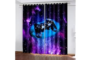 CTQTZ Gamepad Joueur Rideaux occultants Jeu vidéo Jeux de contrôle Rideaux avec Oeillets 184x214 cm (Largeur x Hauteur) Lot de 2 Rideau occultant à Oeillets pour Chambre d'enfant