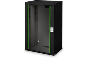 DIGITUS Armario de Red, Rack de 19 Pulgadas, 20U, Montaje en la Pared, Profundidad 450 mm, Capacidad de Carga 100 kg, Serie Unique, Negro