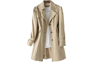 Vagbalena Gabardina Larga De Moda para Mujer Abrigo Elegante De Una Botonadura Solapa Abrigo A Prueba De Viento Manga Larga Abrigo De Otoño Medio Largo Abrigo De Trabajo para Oficina