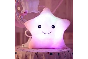 Bprtcra Cojín Luminosas LED Estrellas Peluche Almohadas Muñeca, Almohada con Luces Almohada Felpa Luminoso y Suave Buen Regalo para Niños Decoración de Sofá Salón Cama de Hogar, Type E