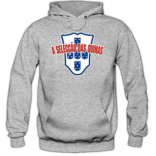Portugal EM 2016 #4 Kapuzenpullover | Seleção das Quinas | Fußball | Herren | Trikot | Nationalmannschaft © Shirt Happenz, Farbe:Graumeliert (Greymelange F421);Größe:M