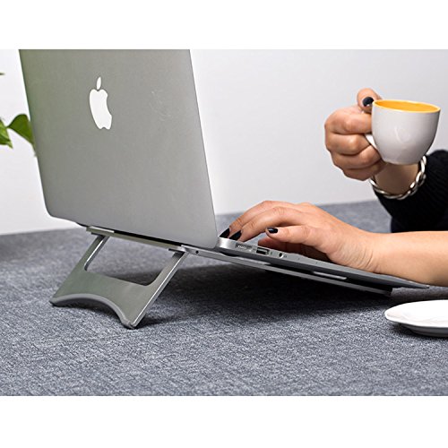 COOSA Aluminum Laptop Ständer Hochwertige Alulegierung Notebookständer Laptopständer Höhe und Winkel verstellbar Portable kühlender Ständer Halter 22.5 X 22.8 X 0.4CM für Tablet, Laptops, Notebook PC, MacBook usw. (Silber) - 2