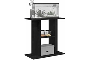 CIOURSTO Aquarium Stand Engineered Wood Fish Tank Cabinet Modern Design with Storage Stable Display for Home Decor Living Rooms (Black Oak, 60 x 30 x 60 cm)