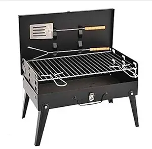 Sunshine Portable Light Weight Non Electric Briefcase Style Folding Barbecue Grill Toaster Barbeque (Black)