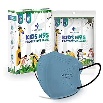 Careview Kids N95 Face Mask (Pack of 5 + 1 Free), GREY Color,5 Layered Filtration, DRDO, BIS (ISI),CE Certified, Ear Loop Style (KIDS-N95-MASK)