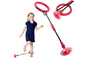 YEAPEAK Anillo De Salto Intermitente, Bola De Salto De Tobillo, Flash Bola De Salto, Skip It, Bola De Saltar Plegable, Saltar Bola Led Swing Bolas para Niños y Adultos,Rojo