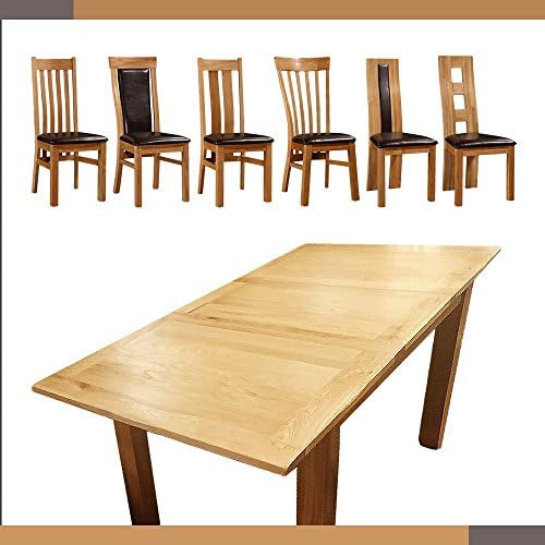 Solid Oak 120CM-150CM Extending Dining Table And 6 Solid Oak Dining Chairs Extendable Dining Set (With 6 Lincoln Oak Chairs)