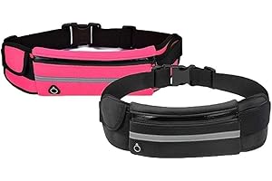 IL SELECTED Pack 2 Riñonera Running Deportiva Impermeable - Riñonera Deportiva Reflectante para Correr - Bolso Deportivo para Móvil - Bolso Deportivo para la Cintura - 2x1 Riñoneras Colores (Rosa-Negro)