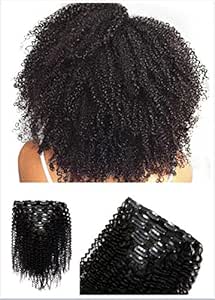 Lot de 8 Clips de boucles Afro frisées en extension de cheveux humains Cat.  8A Cheveux non traités vierges 30,4–71,1 cm Tête complète : Amazon.fr:  Beauté et Parfum