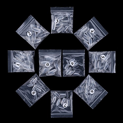 MAKARTT® 500pcs Nagel Ende Ovale Volle Deckung Weiß Kunstnagel falscher Nagel Acrylic Nagelkunst 10 Größe perfekte Länge für Nagelkunst Salon und DIY zu Hause (klar) - 6