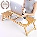Produktbild Leqi Life Bamboo Laptop Stand Tisch Klapptisch Höhenverstellbar Laptop Bett Tablett Mit Schublade (Farbe : Style 1 - bamboo)