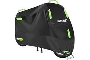 SECELES Housse Moto Extérieur Interieur Oxford 300D, Bâche de Protection Moto Etanche avec 7 Bandes réfléchissantes et 2 Trous de Serrure, pour Scooter Motocross (S:190 x 90 x 100cm)