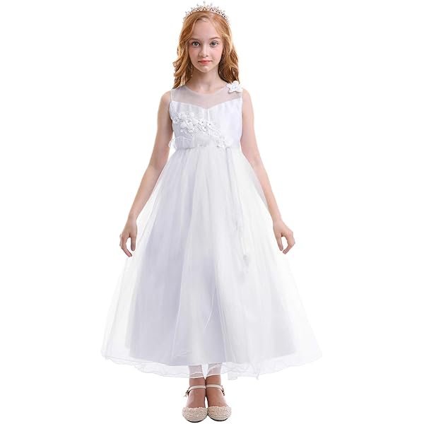 Vestito Principessa Bambina Con Paillettes | Abito Cerimonia In Tulle | Senza Maniche Per Matrimoni E Compleanni - Foto 10