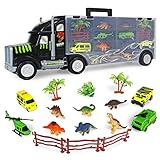 ♥ Baue deine eigene Dinosaurierwelt-Dino lkw enthält nicht nur Autos und Flugzeuge, sondern auch 6 dinosaurier figuren. Die reichhaltigen Accessoires sind genug, damit Kinder ihre Fantasie einsetzen können, um eine neue Dinosaurierwelt zu gestalten.