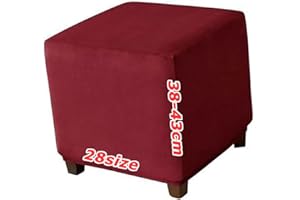 ILIEMAO Coprisgabello Elasticizzati Footstool Covers, Copri Pouf Ottomano, Velluto Jacquard, Fondo Elastico Lavabile, Personalizzabile, Copertura Protettiva per Poggiapiedi Quadrato(1996,45 x 45 cm 18 x 18 in