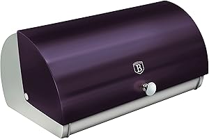 Berlinger Haus Purple Eclipse Panera de Mesa para Guardar Pan, Tapa Deslizante, Contenedor para Almacenamiento Pan y Bollería, Acero Inoxidable, Metallic Line Diseño Moderno, Bread Box, Morado/Inox