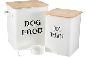 Morezi Boîte de Stockage de Nourriture pour Animaux de Compagnie, conteneur croquettes Chien, 7L+2Lnourriture Conteneur-Blanc
