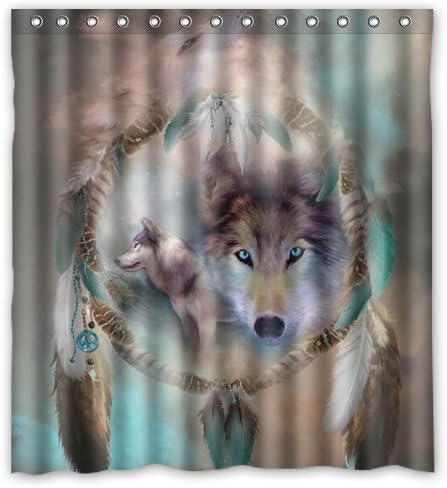 LESIF Best Cool Wolf Dream catcher Style Polyester Fabric Waterproof Shower Curtain 60" x 72"