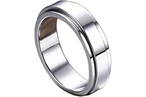 Epinki Bague Anti Stress Acier Inoxydable, 6MM Bague Tournante Poli Argent/Noir/Or/Or Rose Homme Bague Rotative