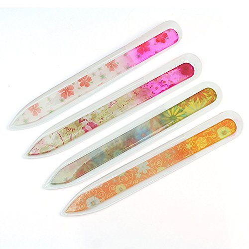 Tinksky 4 pcs 5.5-inch Crystal Glass Nail Art Manicure Nail Files (Random Color)