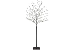 Monzana Lámpara Árbol 200 Leds Blanco Cálido Flores de Cerezo 180cm Interior Exterior Mando a Distancia
