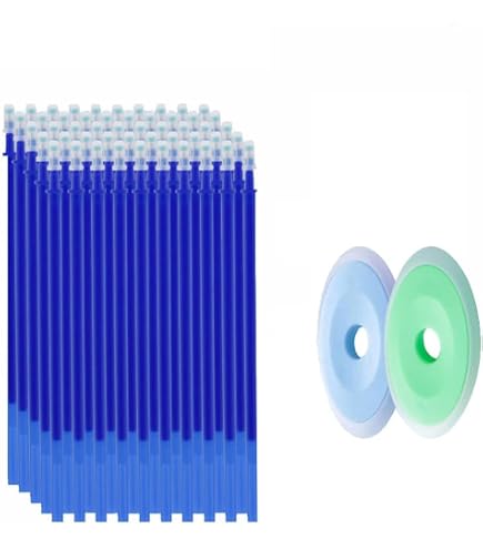 MROOFUL Radierbare Gelschreiberminen 0,5 Mm - 50 Stück Blaue Tinte Mit Radiergummis