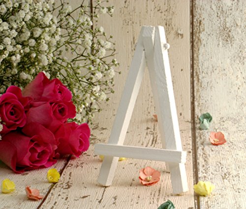 Mini Staffeleien in weiß (10-er packung). Hochzeit Platzkarten Namenshalter (12 cm hoch) - 8