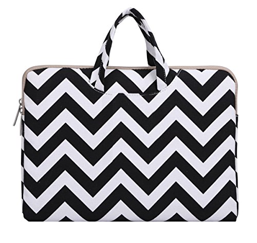 MOSISO Chevron Segeltuchstoff Hülle Sleeve Aktentasche für 15-15,6 Zoll MacBooks, Laptops Farbe: Schwarz