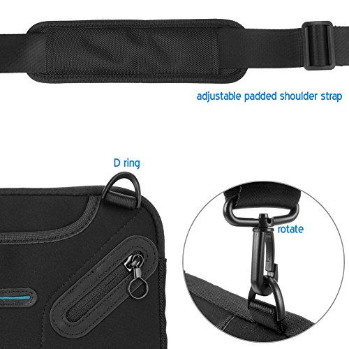Evecase | 10.1 Zoll Universal Laptop Schutzhülle Aktentasche mit Neopren Außenmaterial, Verdeckbare Griffe, Zubehörfächer für Notebook MacBook Ultrabook Tablet Lenovo Asus Acer – Schwarz - 5