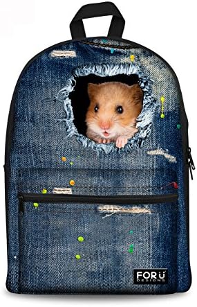 chaqlin Casual Backpacks Canvas Animals Hamster School Bags for Teenagers Travel Laptop Rucksack