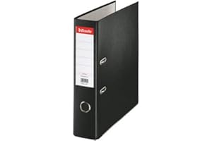 Esselte, Classeur à Levier A4, Noir, Dos de 75 mm, Plastique, 11257