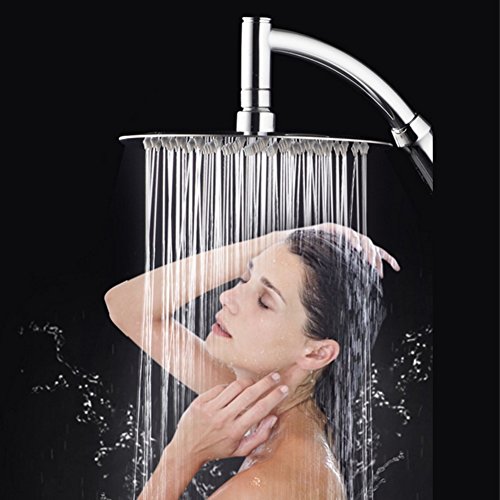KE 360 ° Drehgelenk 15,2 cm rund Rainfall Kopfbrause Edelstahl hohe Druck Wasserspar Handbrause mit 1,5 m langen Schlauch und Halterung