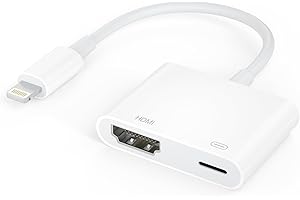 OLKIEQZ Adaptador HDMI Cable [Certificado Apple MFi] HDMI Digital AV Adapter + Cargador 1080P Audio y Vídeo Sincronización, Connector to TV/HDTV/Monitor, Compatibile con Todos los Sistemas iOS, Plug and Play