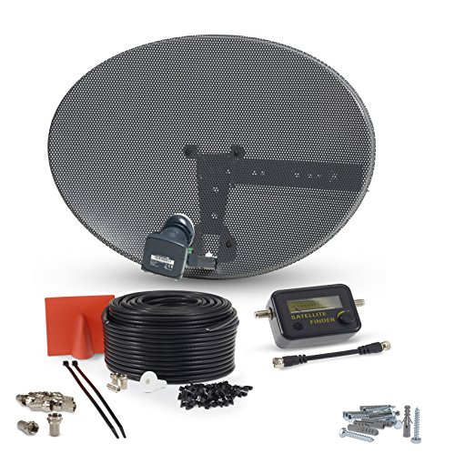 SSL Satellite Dish Kit for SKY/Freesat/Astra/Polsat/Hotbird/Full HD,Latest MK4 dish with Quad LNB,30m RG6 Black Cable,Signal finder,Brackets,Bolts, F Connectors & instructions