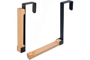 AUSTUFF 2PCS Foldable Over Door Hanger - Black Coat Hanger Hooks for Hanging Clothes, Towels, Coats, Backpacks, Hats