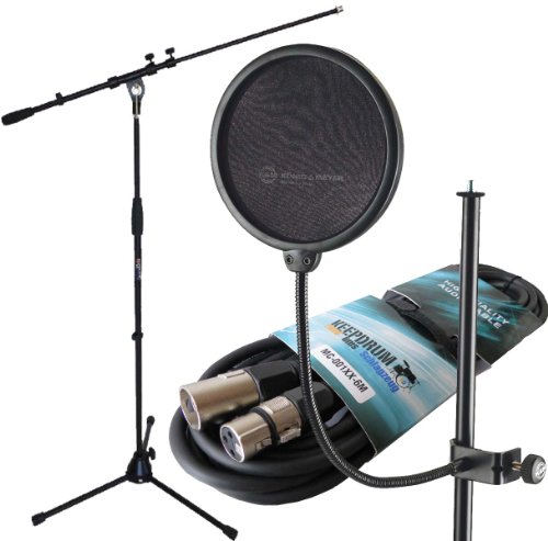 Preisvergleich Produktbild K&M 23956 Popschutz + KEEPDRUM Mikrofonständer + 6m Mikrofonkabel