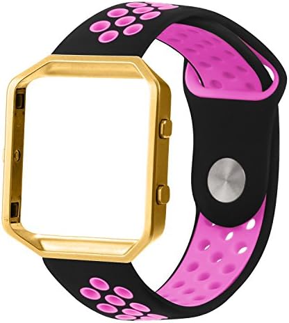 For Fitbit Blaze Strap,TZFOX Silicone Band Soft Replacement Strap with Metal Frame for Fitbit Blaze Smartwatch(Purple/Black)