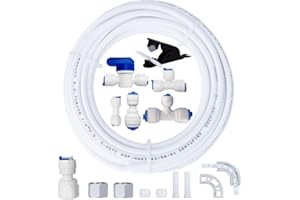 PAROAD Universal Wasserzulaufleitung Anschlussset, für Osmoseanlage, Trinkwasser-Wasserhahn ohne Luftspalt, 15m 1/4" Schlauch mit Verbindern, T-Stücken, Absperrventil, Rohrschneider & Montagezubehör