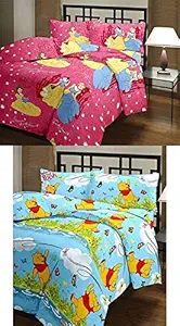 JAIPURI Super Soft Microfibre Kids Design Print Reversible Single Bed Dohar/Blanket/AC Dohar Gift for boy or Girl (2 Princess & Wine, 2)