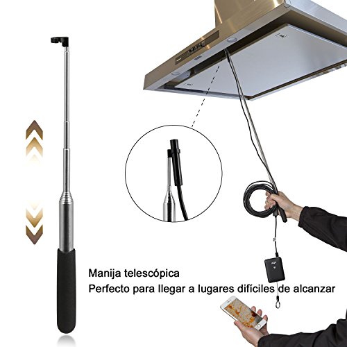 AQV WiFi Endoskop, Drahtlose Endoskop-Inspektionskamera 2,0 Megapixel HD Wasserdichte Schlangenkamera mit 6 verstellbaren LED-Licht fÃ¼r Android/IOS Smartphone, iPhone, Samsung, HUAWEI, PC - 15M