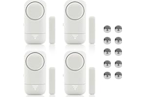 Shackcom 4pcs Alarme de Porte et Fenêtre Capteur sans Fil Magnétique pour Système de Sécurité Maison Sécurité Enfants - Anti-Intrusion Anti-Vol Contre Cambriolage Détecteurs 120dB Sirène avec Piles