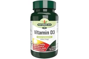 Natures Aid Vitamin D3 10µg (400IU) – High Strength Vitamin D Supplement – Supports Bones, Muscles & Immunity – Vegan, Gluten-Free, Non-GMO – 90 Tablets – Essential Daily Nutrient