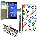 Produktbild Sony Xperia XA HÜLLE, Kamal Star® PU LEDER CASE COVER HÜLLE ETUI TASCHE SCHALE + STYLUS (Multi Dog Cat Paw Print Book)