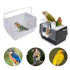 Transportín de pájaros portátil para exteriores con cuenco para beber y alimentar, jaula de viaje ligera para loro, canario, periquito, cacatúa, pájaro, 8.26 x 5.1 x 5.1 pulgadas