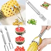 GOSHTI ENTERPRISE 4 PCS Stainless Steel Corn Peeler 1 PCS .2 in 1 Watermelon Fork Slicer Spoon 1 PCS.Vegetable Scallion CUTTE