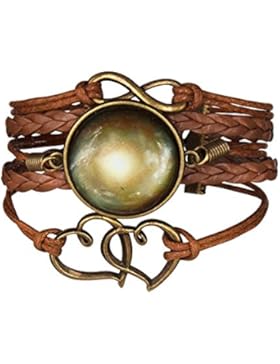 Armband Herz unendlich Medaillon Galaxy Bronze Leder Schoko-Bronze-Karma
