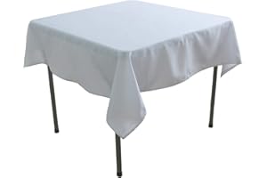 KaitatsuSen Square Polyester Fabric Tablecloth, White, 59x59-Inch(150x150cm)